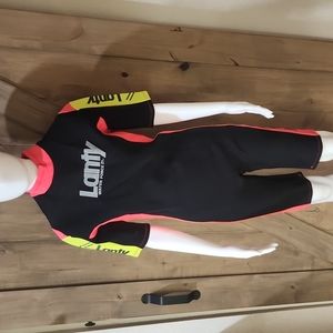 Mens large Lanty wetsuit, black orange and yellow